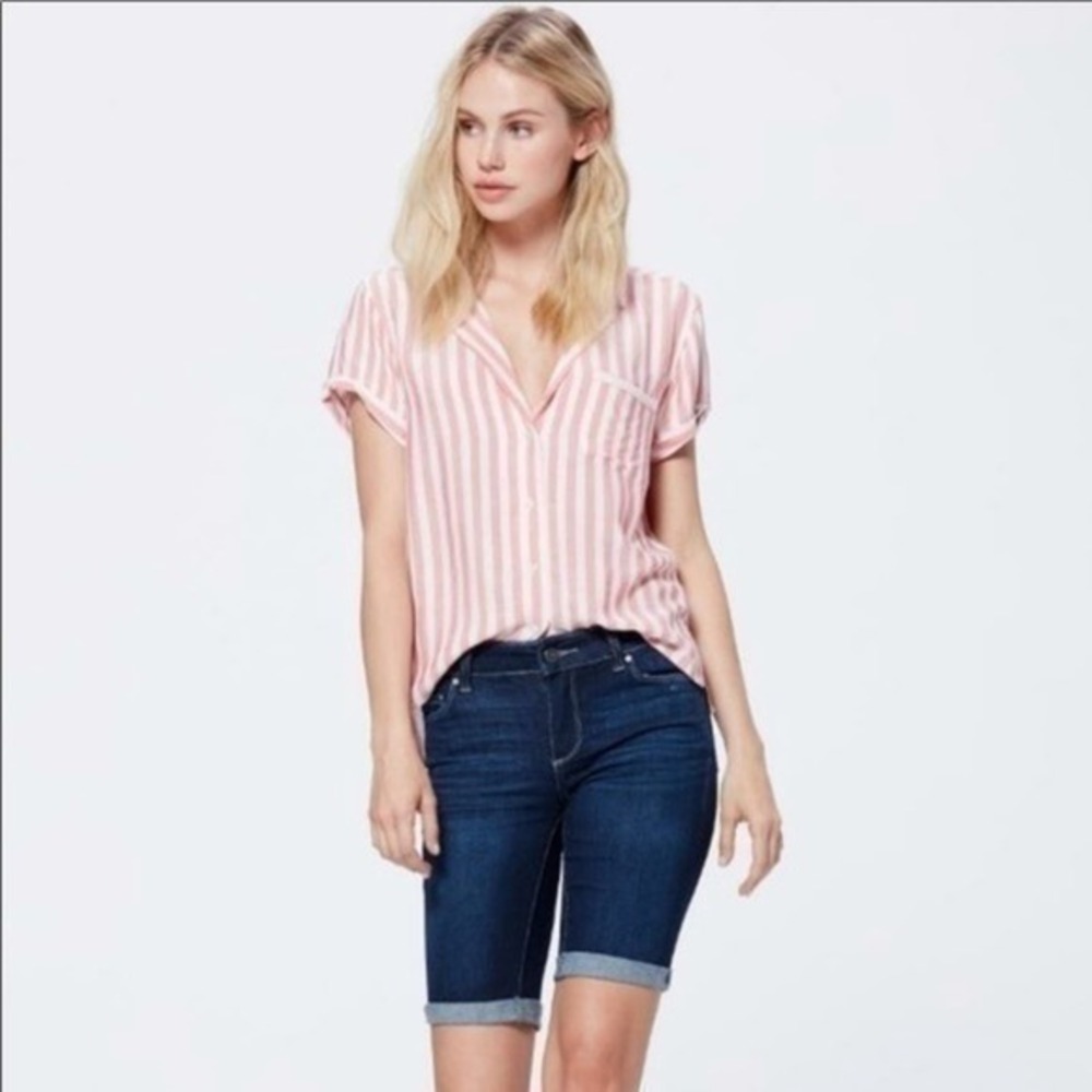 Paige Jax Knee Mid Rise Denim Short Lorraine Size 24 NWT